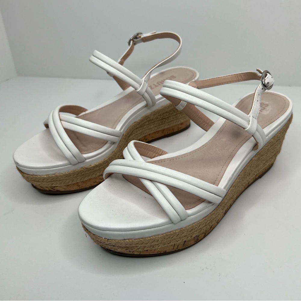 Schutz Isla Espadrille Wedge Sandals White Size 9